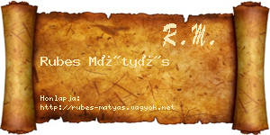 Rubes Mátyás névjegykártya